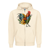 Sandshell rooster with sunflowers Zipper Hoodie - RanaPortraitStore