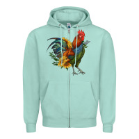 Seafoam rooster with sunflowers Zipper Hoodie - RanaPortraitStore