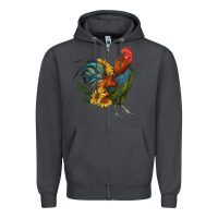 Smoke rooster with sunflowers Zipper Hoodie - RanaPortraitStore