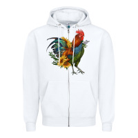 Rooster With Sunflowers Zipper Hoodie | Teevron