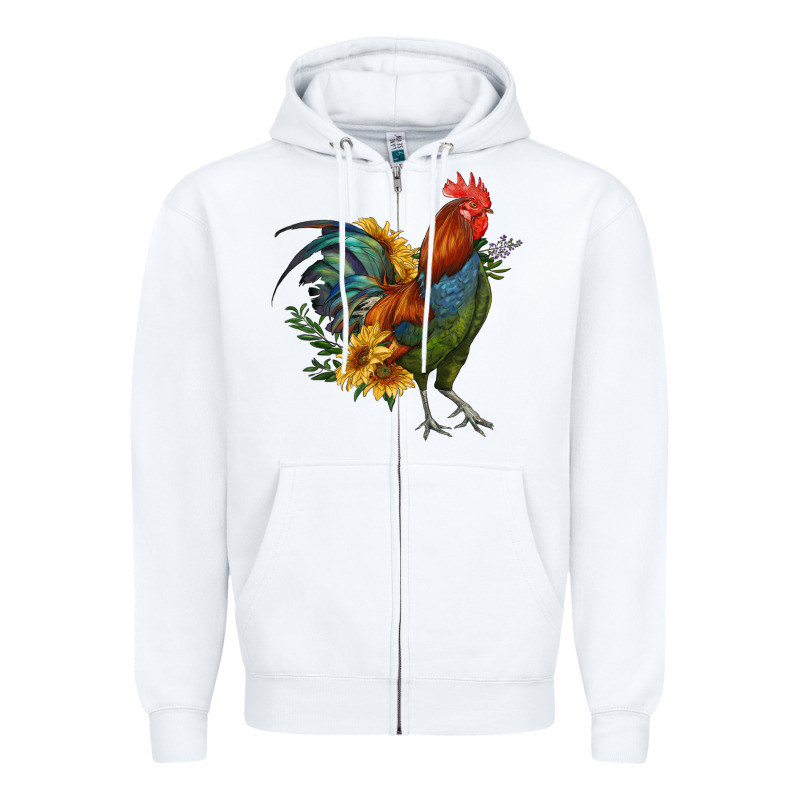 Rooster With Sunflowers Zipper Hoodie by RanaPortraitStore | Teevron