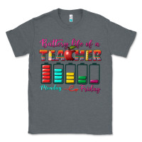 Charcoal Heather battery life of a teacher Classic Tee - BundleAndBundleShop