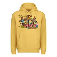 Antique Gold he is risen Premium Hoodie - MaliasSmallBusiness