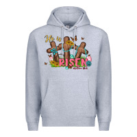 Heather Grey he is risen Premium Hoodie - MaliasSmallBusiness