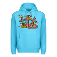 Ocean Blue he is risen Premium Hoodie - MaliasSmallBusiness