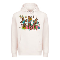 Pale Pink he is risen Premium Hoodie - MaliasSmallBusiness