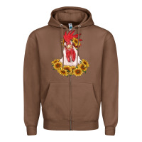 Chestnut rooster head with sunflowers Zipper Hoodie - RanaPortraitStore