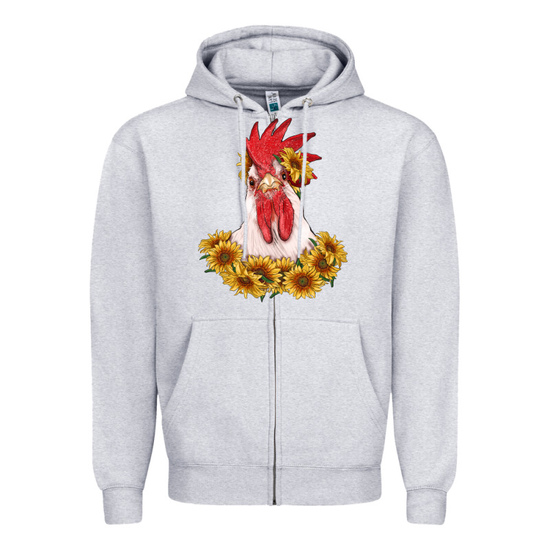Rooster Head With Sunflowers Zipper Hoodie by RanaPortraitStore | Teevron