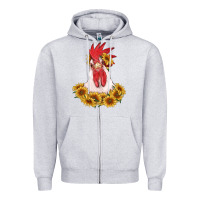 Heather Grey rooster head with sunflowers Zipper Hoodie - RanaPortraitStore