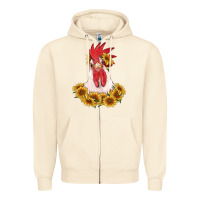 Sandshell rooster head with sunflowers Zipper Hoodie - RanaPortraitStore