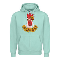 Seafoam rooster head with sunflowers Zipper Hoodie - RanaPortraitStore