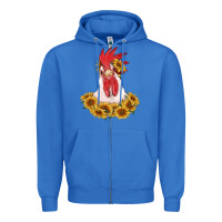 True Royal rooster head with sunflowers Zipper Hoodie - RanaPortraitStore