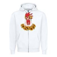 White rooster head with sunflowers Zipper Hoodie - RanaPortraitStore