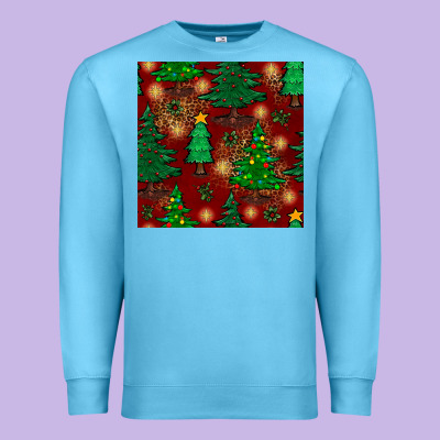 Christmas Trees Seamless Pattern Premium Sweatshirt Designed By Bundleandbundleshop