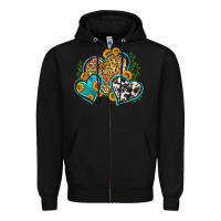 Black leopard cowhide hearts Zipper Hoodie - Zillion Design Studio