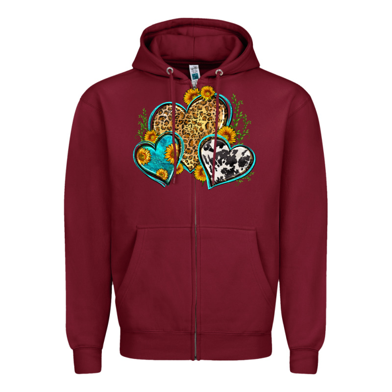 Leopard Cowhide Hearts Zipper Hoodie by Zillion Design Studio | Teevron