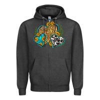 Charcoal Heather leopard cowhide hearts Zipper Hoodie - Zillion Design Studio