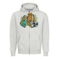 Dove Grey leopard cowhide hearts Zipper Hoodie - Zillion Design Studio
