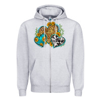 Heather Grey leopard cowhide hearts Zipper Hoodie - Zillion Design Studio