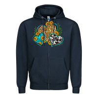 Navy leopard cowhide hearts Zipper Hoodie - Zillion Design Studio