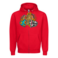 Red leopard cowhide hearts Zipper Hoodie - Zillion Design Studio
