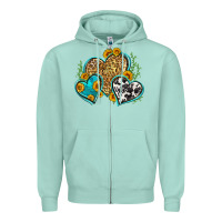 Seafoam leopard cowhide hearts Zipper Hoodie - Zillion Design Studio