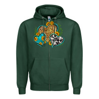 Sports Green leopard cowhide hearts Zipper Hoodie - Zillion Design Studio