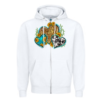 White leopard cowhide hearts Zipper Hoodie - Zillion Design Studio