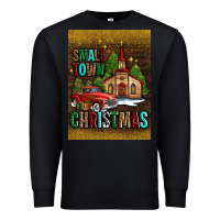 Black small town christmas church Premium Sweatshirt - AdoDesignShop