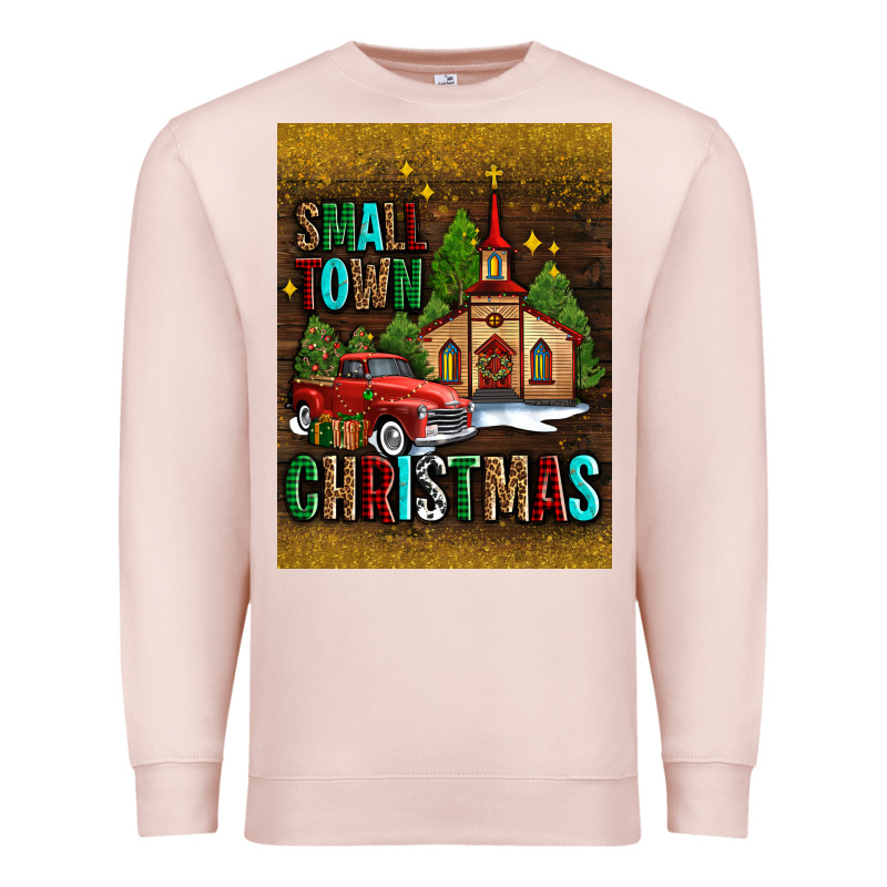 Small Town Christmas Church Premium Sweatshirt by AdoDesignShop | Teevron