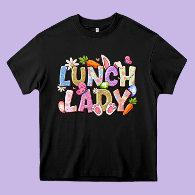 Lunch Lady Easter Heavy Core Tee Designed By Cowhidedigitalart