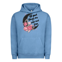Pigment Pebble Blue all good things are wild and free Urban Hoodie - MaliasSmallBusiness