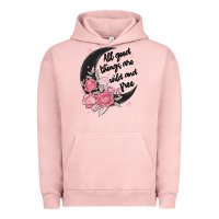 Pigment Salmon all good things are wild and free Urban Hoodie - MaliasSmallBusiness