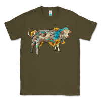 Army Green charolais bull with sunflowers and gemstone western patterns Classic Tee - RanaPortraitStore
