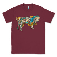 Burgundy charolais bull with sunflowers and gemstone western patterns Classic Tee - RanaPortraitStore