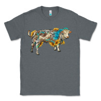 Charcoal Heather charolais bull with sunflowers and gemstone western patterns Classic Tee - RanaPortraitStore