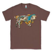 Chestnut charolais bull with sunflowers and gemstone western patterns Classic Tee - RanaPortraitStore