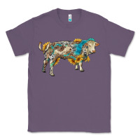 Lavender charolais bull with sunflowers and gemstone western patterns Classic Tee - RanaPortraitStore