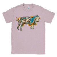 Lilac charolais bull with sunflowers and gemstone western patterns Classic Tee - RanaPortraitStore