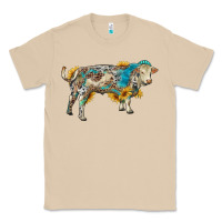 Mushroom charolais bull with sunflowers and gemstone western patterns Classic Tee - RanaPortraitStore