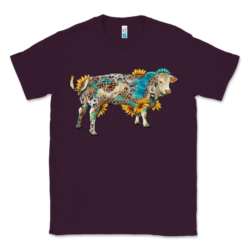 Charolais Bull With Sunflowers And Gemstone Western Patterns Classic Tee by RanaPortraitStore | Teevron