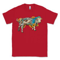 Red charolais bull with sunflowers and gemstone western patterns Classic Tee - RanaPortraitStore