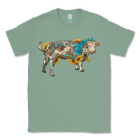 Sage charolais bull with sunflowers and gemstone western patterns Classic Tee - RanaPortraitStore