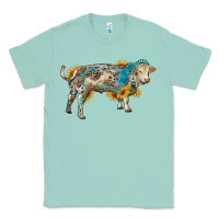 Seafoam charolais bull with sunflowers and gemstone western patterns Classic Tee - RanaPortraitStore