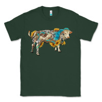 Sports Green charolais bull with sunflowers and gemstone western patterns Classic Tee - RanaPortraitStore