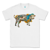 White charolais bull with sunflowers and gemstone western patterns Classic Tee - RanaPortraitStore