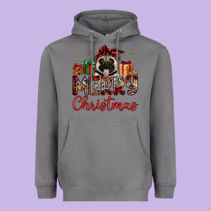 Merry Christmas Pug Heavyweight Hoodie Designed By Jahusdesignshop