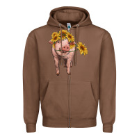 Chestnut pig with sunflowers Zipper Hoodie - RanaPortraitStore