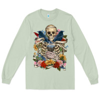 Matcha Flower Boho Skull Skeleton Long Sleeve Tee - RanaPortraitStore