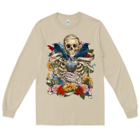 Mushroom Flower Boho Skull Skeleton Long Sleeve Tee - RanaPortraitStore